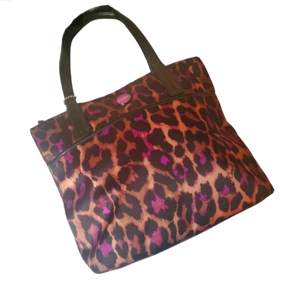 Coach Handbags - EUC Coach Leopard Purple Handbag